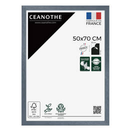 Cadre photo Karma gris bleuté 50x70 cm et 50x70 cm - Pour photo et poster A2 et Affiche Poster - Verre acrylique - Fabriqué en France - Ceanothe