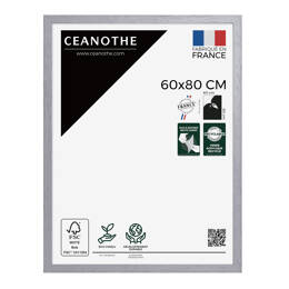 Cadre photo Karma gris 60x80 cm et 60x80 cm - Pour photo et poster A2 et Affiche Poster - Verre acrylique - Fabriqué en France - Ceanothe