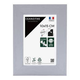 Cadre photo Karma gris 10x15 cm et 10x15 cm - Pour photo et poster A6 et Carte Postale  - Verre acrylique - Fabriqué en France - Ceanothe