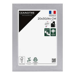 Cadre photo Karma gris 20x30 cm et 20x30 cm - Pour photo et poster A4 - Verre acrylique - Fabriqué en France - Ceanothe