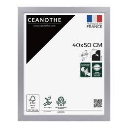 Cadre photo Karma gris 40x50 cm et 40x50 cm - Pour photo et poster A3 - Verre acrylique - Fabriqué en France - Ceanothe