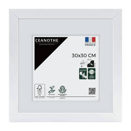 Cadre photo Karma blanc 30x30 cm et 30x30 cm - Pour photo et poster A4 - Verre acrylique - Fabriqué en France - Ceanothe