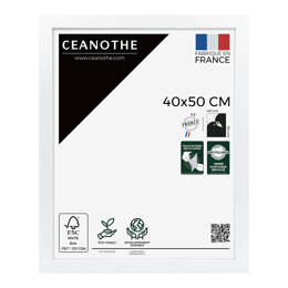 Cadre photo Karma blanc 40x50 cm et 40x50 cm - Pour photo et poster A3 - Verre acrylique - Fabriqué en France - Ceanothe