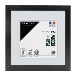 Cadre photo Karma noir 30x30 cm et 30x30 cm - Pour photo et poster A4 - Verre acrylique - Fabriqué en France - Ceanothe