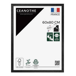 Cadre photo Karma noir 60x80 cm et 60x80 cm - Pour photo et poster A2 et Affiche Poster - Verre acrylique - Fabriqué en France - Ceanothe