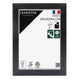 Cadre photo Karma noir 20x30 cm et 20x30 cm - Pour photo et poster A4 - Verre acrylique - Fabriqué en France - Ceanothe