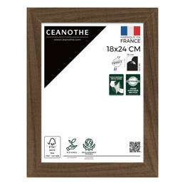 Cadre Photo bois FSC Marron 18x24 cm design Éternel – Cadre avec Verre Acrylique pour Photo, Affiche ou Poster - Fabriqué en France - Ceanothe