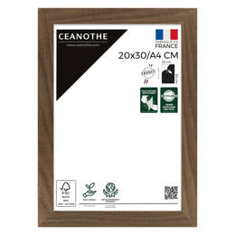 Cadre Photo bois FSC Marron 20x30 cm/A4 design Éternel – Cadre avec Verre Acrylique pour Photo, Affiche ou Poster - Fabriqué en France - Ceanothe