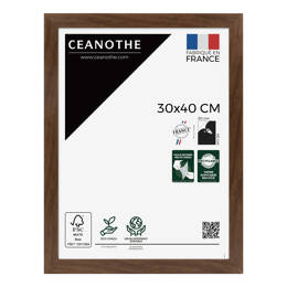 Cadre Photo bois FSC Marron 30x40 cm design Éternel – Cadre avec Verre Acrylique pour Photo, Affiche ou Poster - Fabriqué en France - Ceanothe