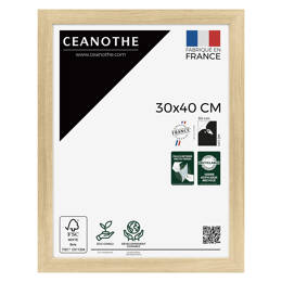 Cadre Photo bois FSC Brut 30x40 cm design Éternel – Cadre avec Verre Acrylique pour Photo, Affiche ou Poster - Fabriqué en France - Ceanothe
