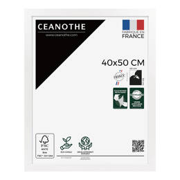 Cadre Photo bois FSC Blanc 40x50 cm design Éternel – Cadre avec Verre Acrylique pour Photo, Affiche ou Poster - Fabriqué en France - Ceanothe