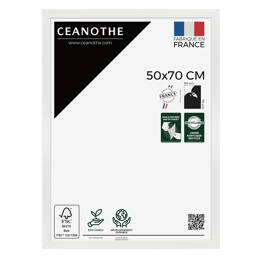 Cadre Photo bois FSC Blanc 50x70 cm design Éternel – Cadre avec Verre Acrylique pour Photo, Affiche ou Poster - Fabriqué en France - Ceanothe