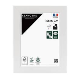Cadre Photo bois FSC Blanc 15x20 cm design Éternel – Cadre avec Verre Acrylique pour Photo, Affiche ou Poster - Fabriqué en France - Ceanothe