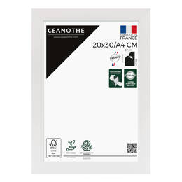 Cadre Photo bois FSC Blanc 20x30 cm/A4 design Éternel – Cadre avec Verre Acrylique pour Photo, Affiche ou Poster - Fabriqué en France - Ceanothe