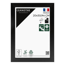 Cadre Photo bois FSC Noir 20x30 cm/A4 design Éternel – Cadre avec Verre Acrylique pour Photo, Affiche ou Poster - Fabriqué en France - Ceanothe