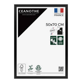 Cadre Photo bois FSC Noir 50x70 cm design Éternel – Cadre avec Verre Acrylique pour Photo, Affiche ou Poster - Fabriqué en France - Ceanothe