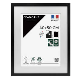 Cadre Photo Milan effet caisse Noir 40x50 cm en bois FSC – Cadre photo avec Verre Acrylique et Passe-partout intégré - Fabriqué en France - Ceanothe