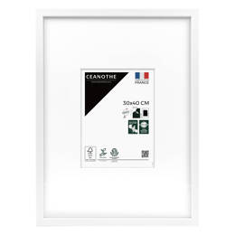 Cadre Photo Wild Blanc 30x40 cm en résine recyclé – Cadre photo avec Verre Acrylique et Passe-partout intégré - Fabriqué en France - Ceanothe