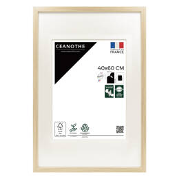 Cadre Photo Milan effet caisse Brut 40x60 cm en bois FSC – Cadre photo avec Verre Acrylique et Passe-partout intégré - Fabriqué en France - Ceanothe