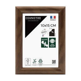 Cadre photo Shelter ébène 10x15 cm et 10x15 cm - Pour photo et poster A6 et Carte Postale  - Verre acrylique - Fabriqué en France - Ceanothe