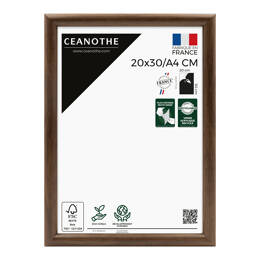 Cadre photo Shelter ébène 20x30/A4 cm et 20x30 cm/A4 - Pour photo et poster A4 - Verre acrylique - Fabriqué en France - Ceanothe