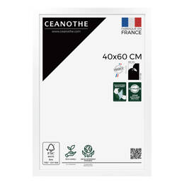 Cadre photo Nora blanc 40x60 cm  et 40x60 cm - Pour photo et poster A2 et Affiche Poster - Verre acrylique - Fabriqué en France - Ceanothe