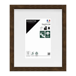Cadre Photo Wild Brun 15x20 cm en résine recyclé – Cadre photo avec Verre Acrylique et Passe-partout intégré - Fabriqué en France - Ceanothe