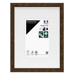 Cadre Photo Wild Brun 18x24 cm en résine recyclé – Cadre photo avec Verre Acrylique et Passe-partout intégré - Fabriqué en France - Ceanothe