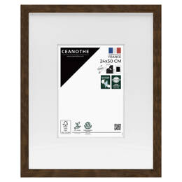 Cadre Photo Wild Brun 24x30 cm en résine recyclé – Cadre photo avec Verre Acrylique et Passe-partout intégré - Fabriqué en France - Ceanothe