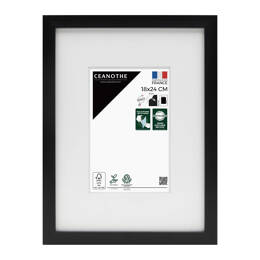 Cadre Photo Wild Noir 18x24 cm en résine recyclé – Cadre photo avec Verre Acrylique et Passe-partout intégré - Fabriqué en France - Ceanothe