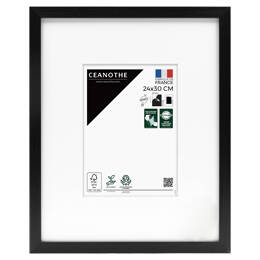 Cadre Photo Wild Noir 24x30 cm en résine recyclé – Cadre photo avec Verre Acrylique et Passe-partout intégré - Fabriqué en France - Ceanothe