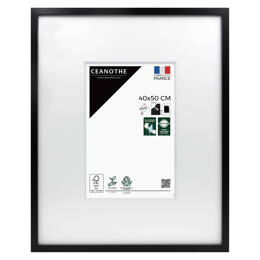 Cadre Photo Wild Noir 40x50 cm en résine recyclé – Cadre photo avec Verre Acrylique et Passe-partout intégré - Fabriqué en France - Ceanothe