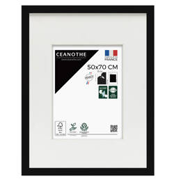 Cadre Photo Wild Noir 50x70 cm en résine recyclé – Cadre photo avec Verre Acrylique et Passe-partout intégré - Fabriqué en France - Ceanothe