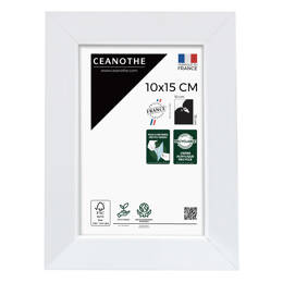 Cadre Photo Wild Blanc 10x15 cm en résine recyclé – Cadre photo avec Verre Acrylique et Passe-partout intégré - Fabriqué en France - Ceanothe