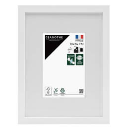 Cadre Photo Wild Blanc 18x24 cm en résine recyclé – Cadre photo avec Verre Acrylique et Passe-partout intégré - Fabriqué en France - Ceanothe
