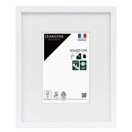 Cadre Photo Wild Blanc 40x50 cm en résine recyclé – Cadre photo avec Verre Acrylique et Passe-partout intégré - Fabriqué en France - Ceanothe