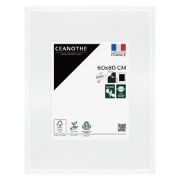 Cadre Photo Wild Blanc 60x80 cm en résine recyclé – Cadre photo avec Verre Acrylique et Passe-partout intégré - Fabriqué en France - Ceanothe