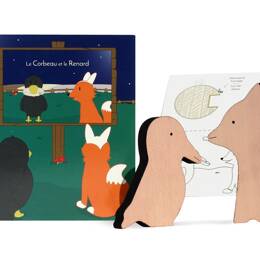 PAULETTE ET SACHA Fable animée - Le Corbeau et le Renard | figurines bois | dès 3 ans