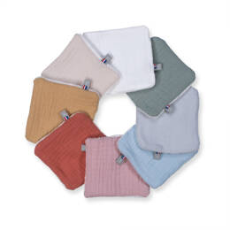 Lot de 8 lingettes lavables, semainier en gaze de coton, Jeanne