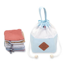 Pochon distributeur et ses 8 lingettes lavables, Jeanne