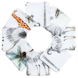 Lingettes bébé lavables 8 pièces, Safari