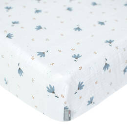 Drap-housse en gaze de coton, Bleuet