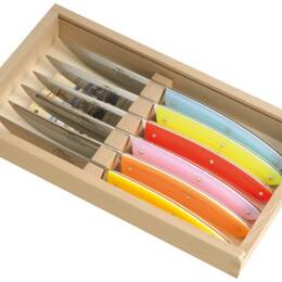 Coffret 6 couteaux Le Thiers manches acrylique couleurs fluo
