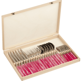 Ménagère 24 pièces couverts Jean Dubost Monaco acrylique fuchsia