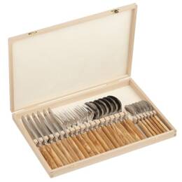 Ménagère 24 pièces couverts Jean Dubost Monaco en bois d'olivier