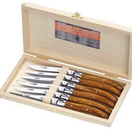 Coffret 6 couteaux Laguiole olivier