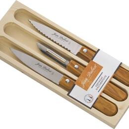 Coffret 3 couteaux de cuisine tradition manches olivier