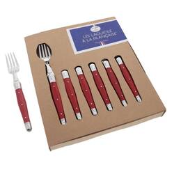 Jean Dubost Les Laguiole à la française® coffret 6 fourchettes couleur rouge