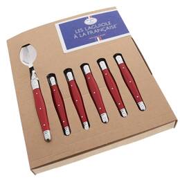 Jean Dubost Les Laguiole à la française® coffret 6 cuillères de table couleur rouge