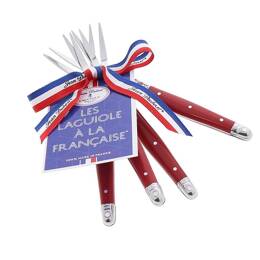 Fourchettes cocktail Jean Dubost Les Laguiole à la française® couleur rouge